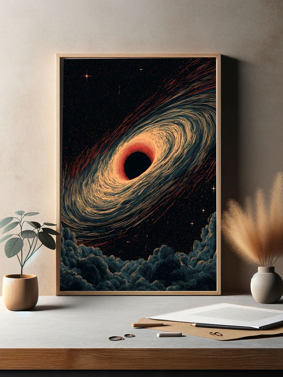 Black Hole Cosmic Illustration Poster. — room view 2