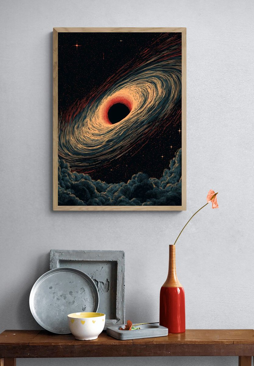 Black Hole Cosmic Illustration Poster. — room view 3