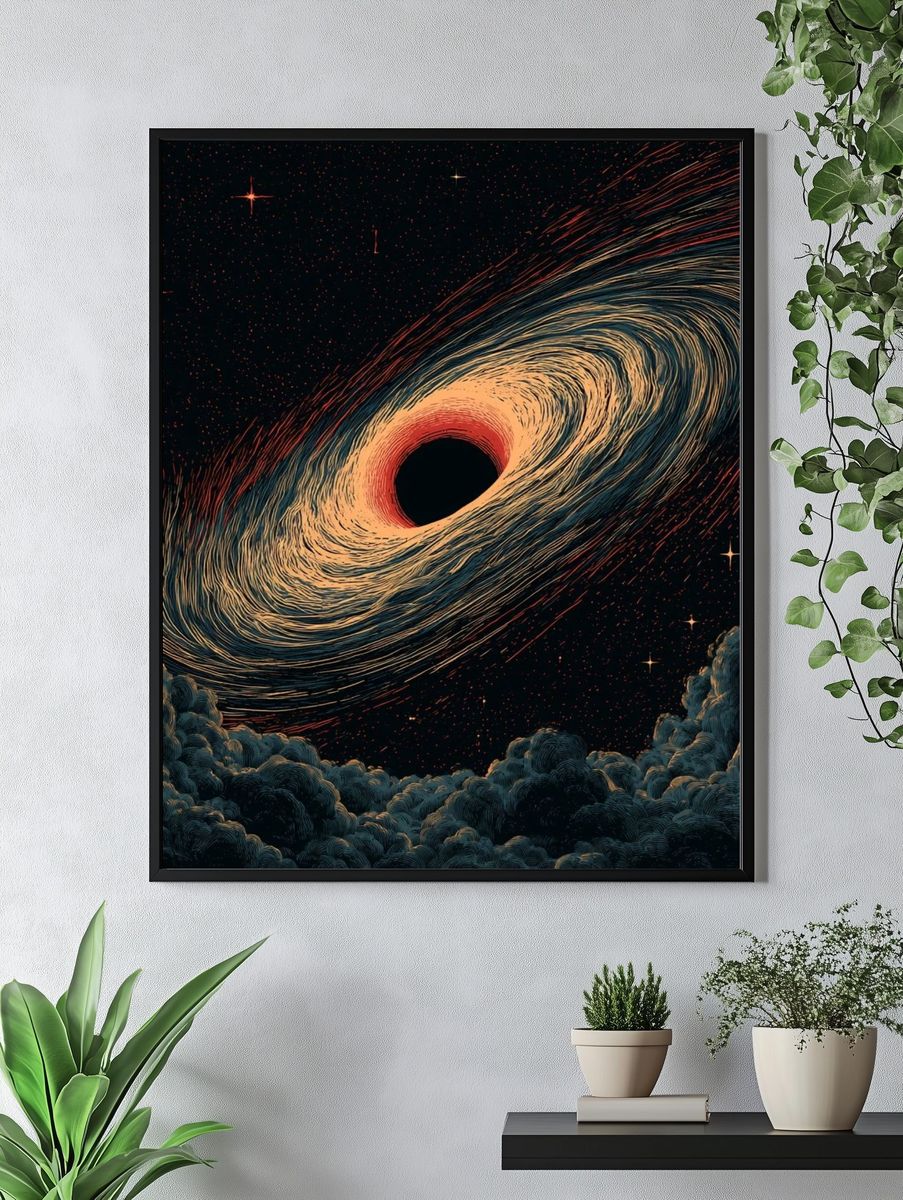 Black Hole Cosmic Illustration Poster. — room view 4