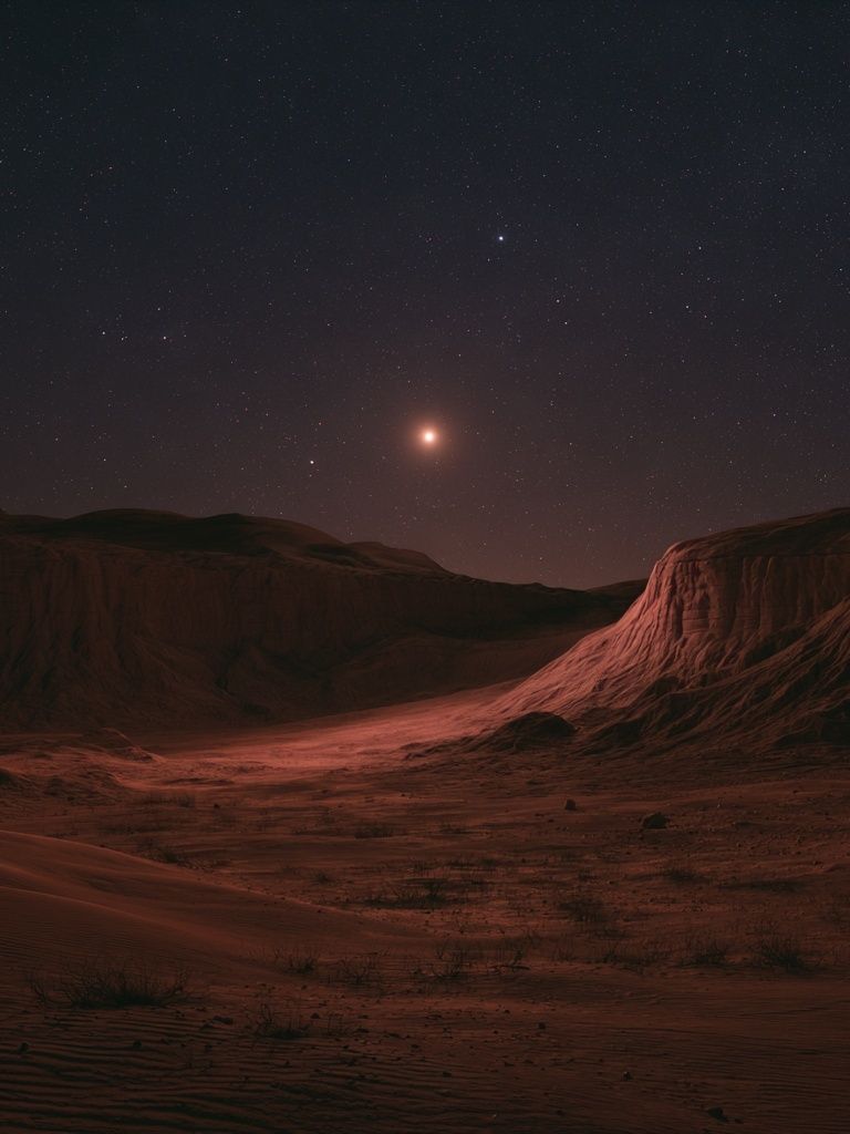 Martian Desert Nightscape Poster. poster — space art