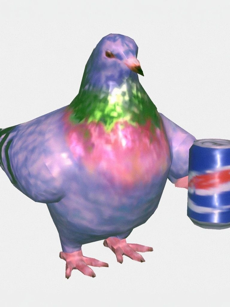 Surreal Pigeon with Soda Can Poster. poster detail