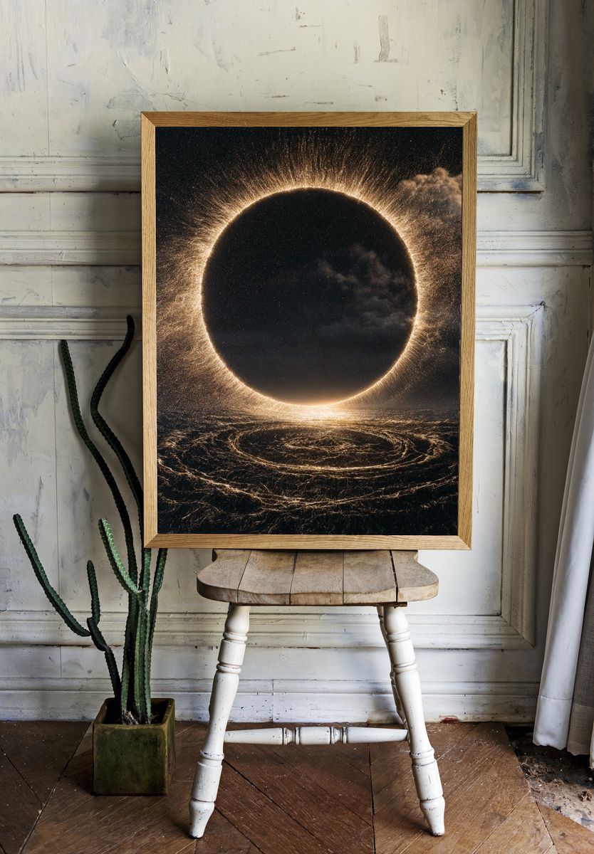 Solar Eclipse Cosmic Print. — room view 1