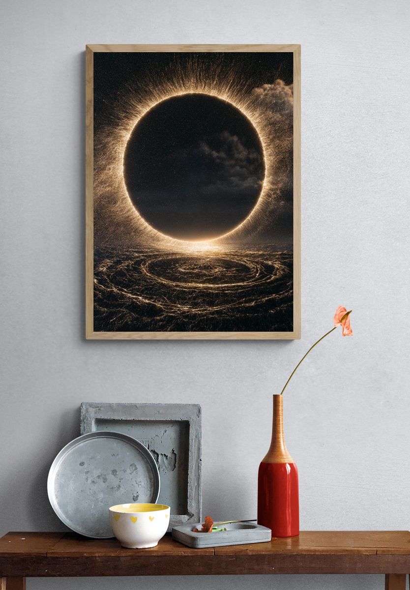 Solar Eclipse Cosmic Print. — room view 3