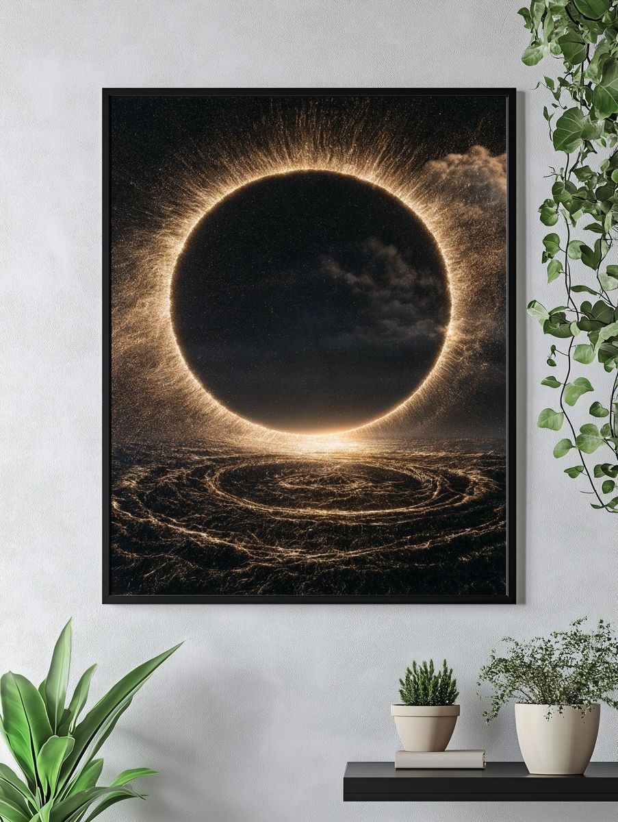 Solar Eclipse Cosmic Print. — room view 4