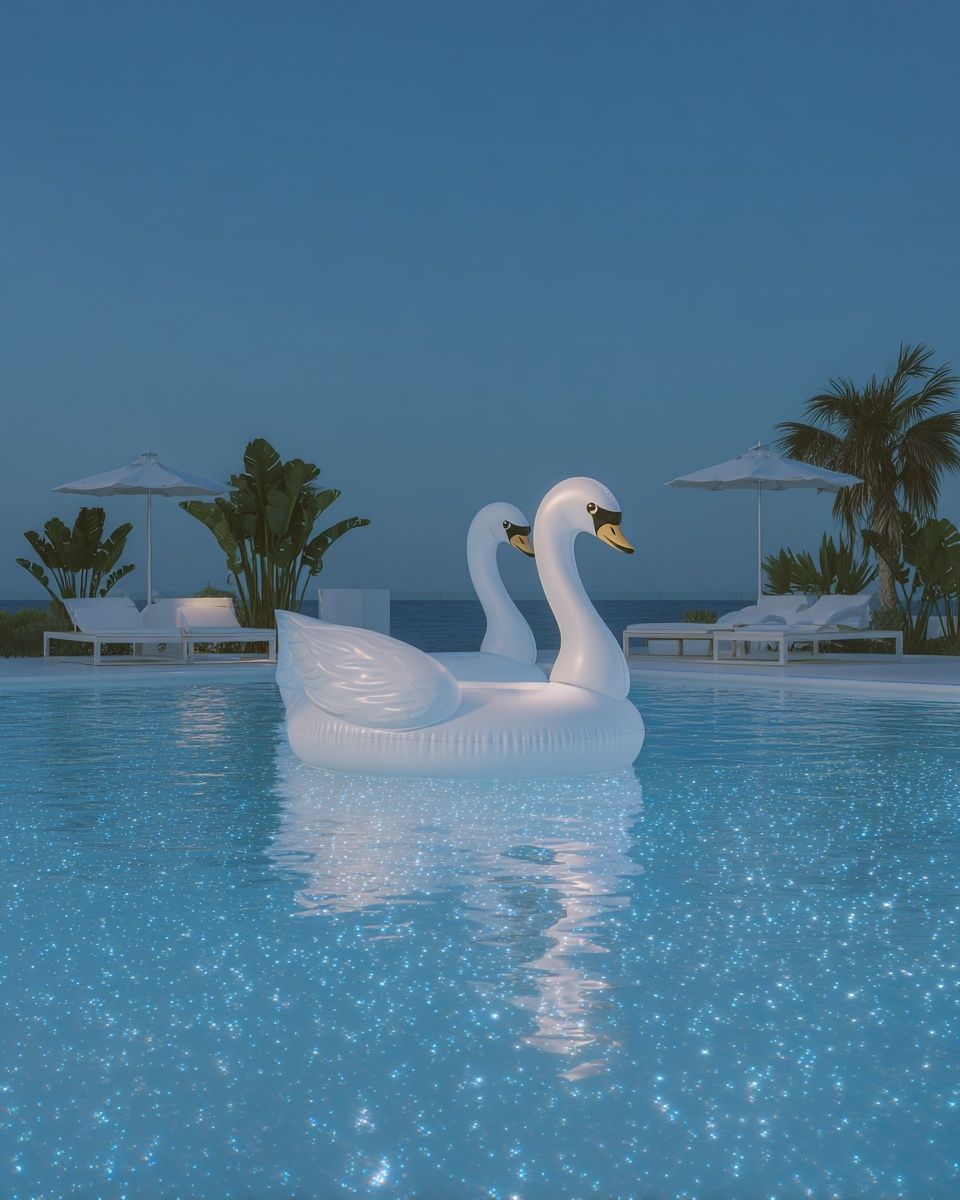 Swan Pool Float — Summer Vibes Print. poster — photography art