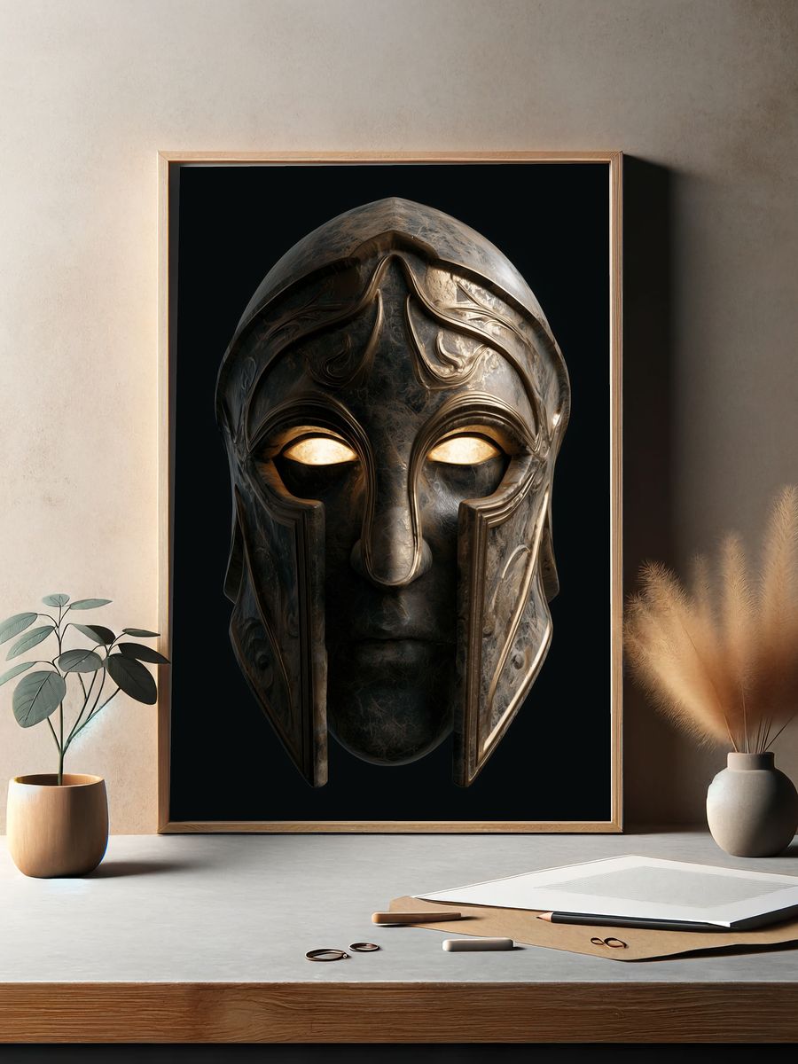 Spartan Helmet Digital Art Poster. — room view 2