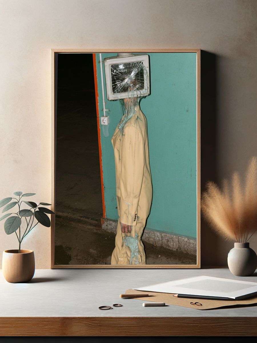 Surreal Broken TV Figure Photography Print. — room view 2