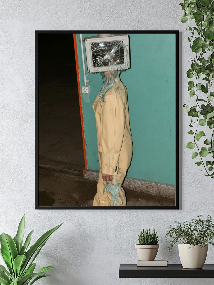 Surreal Broken TV Figure Photography Print. — room view 4