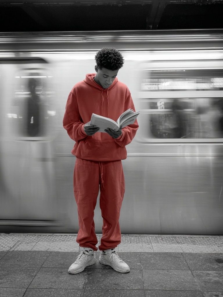 Subway Reader Street Photography Poster. poster detail