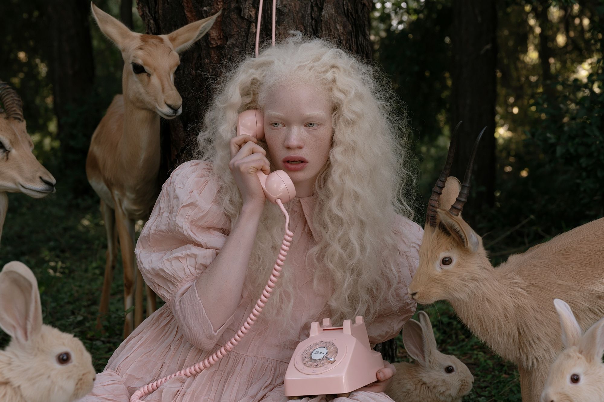 Surreal Girl and Antelope Photography Poster. poster detail