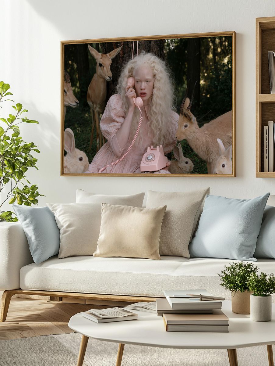 Surreal Girl and Antelope Photography Poster. — room view 2