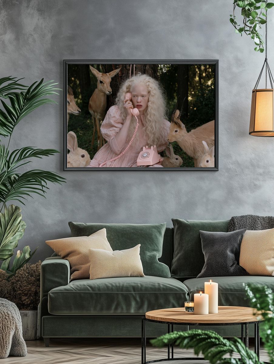 Surreal Girl and Antelope Photography Poster. — room view 4