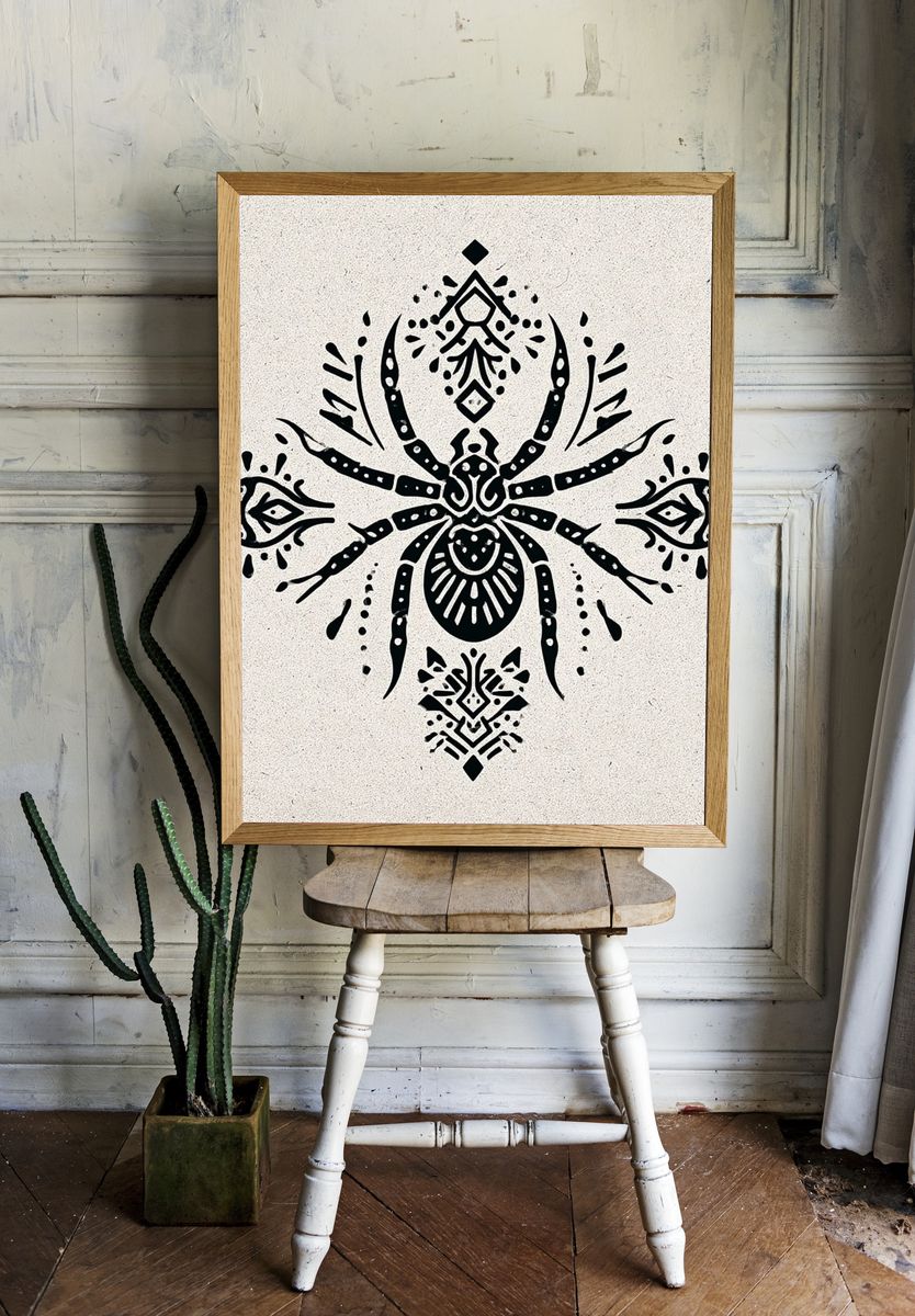 Ornamental Spider Illustration Poster. — room view 1