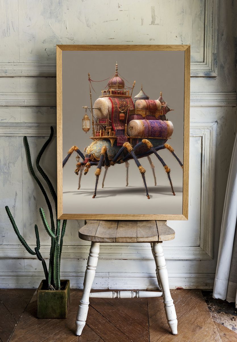 Steampunk Spider Illustration Poster. — room view 1