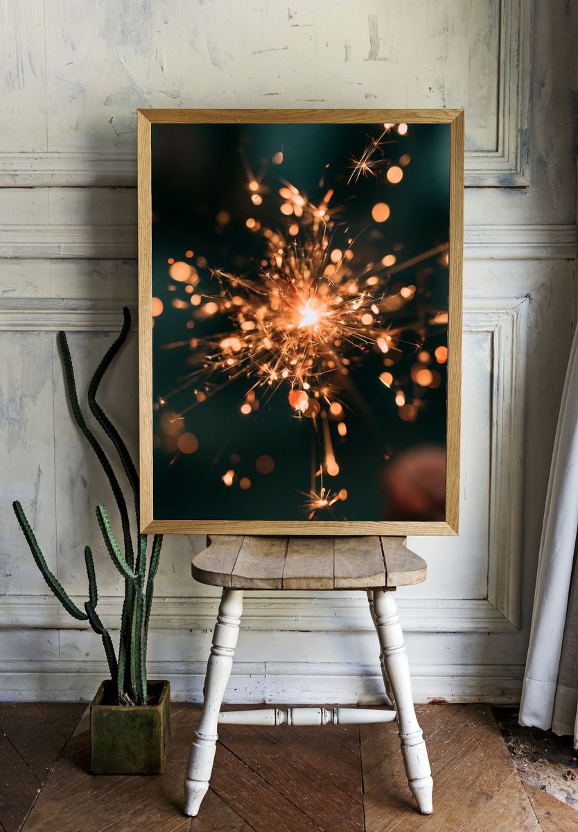 Sparkler Bokeh Photography Poster. — room view 1