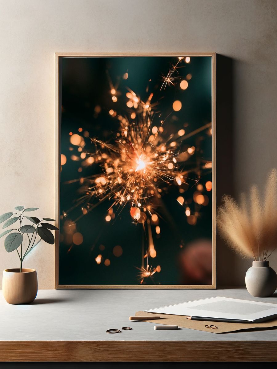 Sparkler Bokeh Photography Poster. — room view 2
