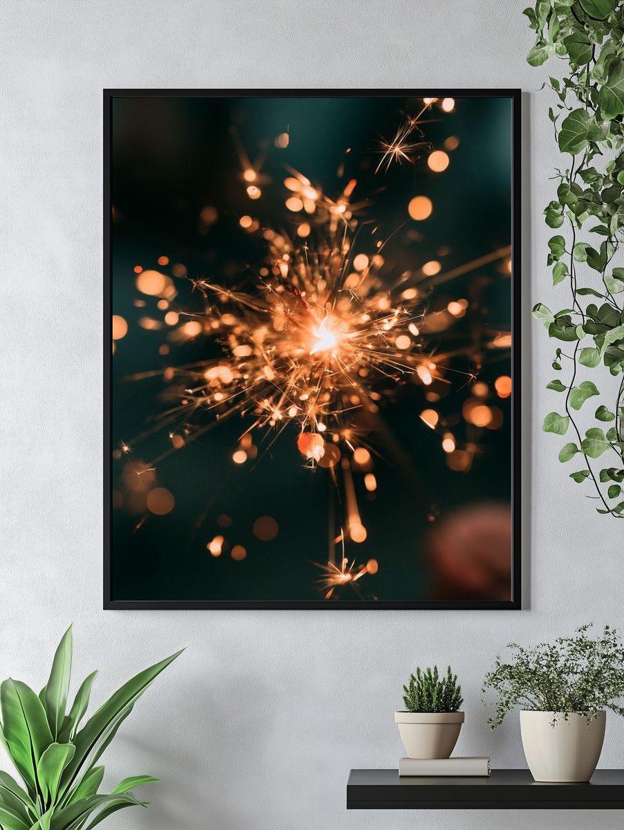 Sparkler Bokeh Photography Poster. — room view 4