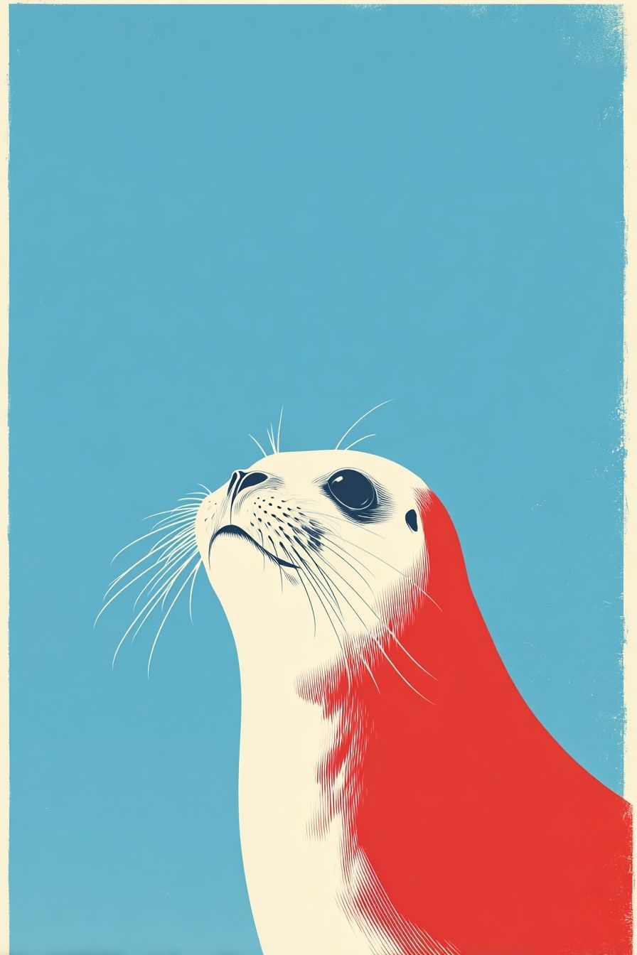 Seal Portrait — Illustration Print. poster — animals art