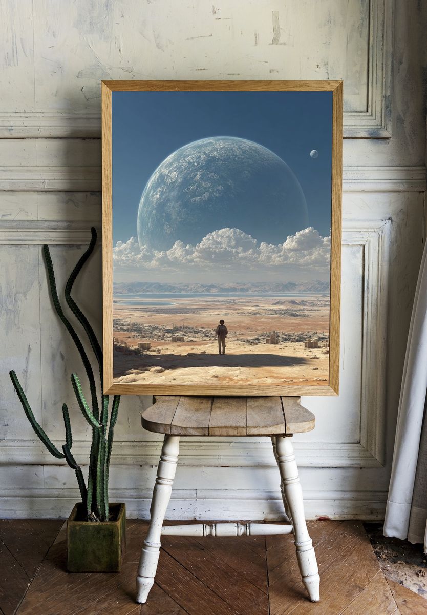 Surreal Planetary Landscape — Space Print. — room view 1