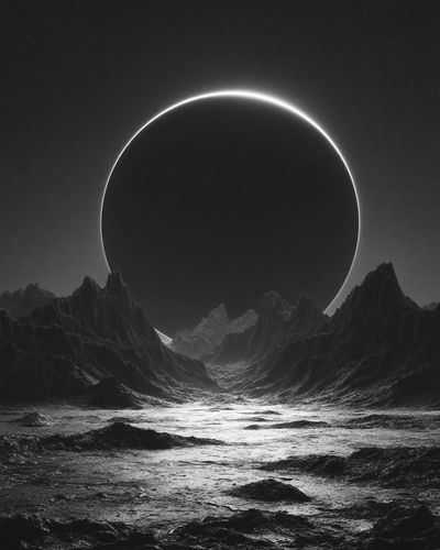 Eclipse Over Alien Landscape — Space Print