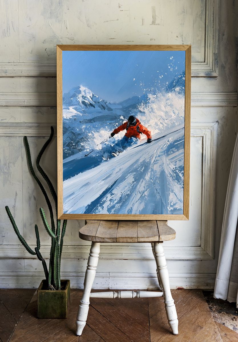 Alpine Skier Action Poster. — room view 1