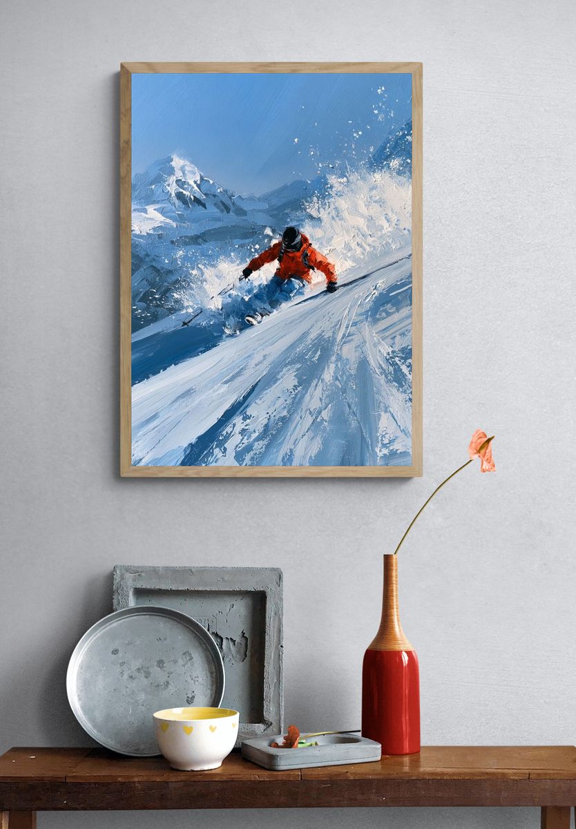 Alpine Skier Action Poster. — room view 3