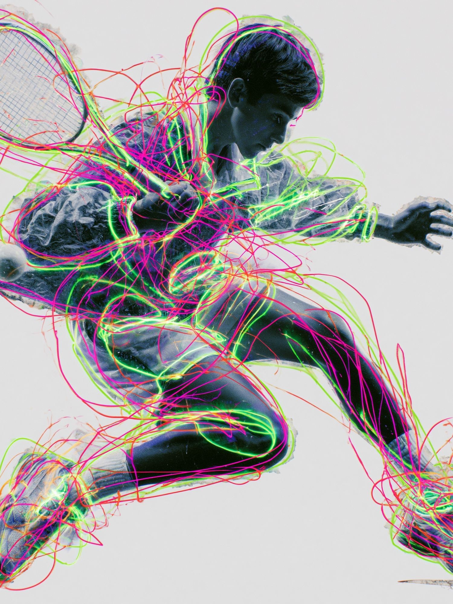 Neon Tennis Player Illustration Poster. poster detail
