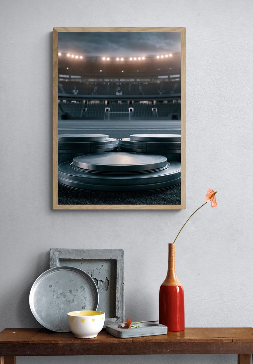 Empty Stadium Podiums Photography Poster. — room view 3
