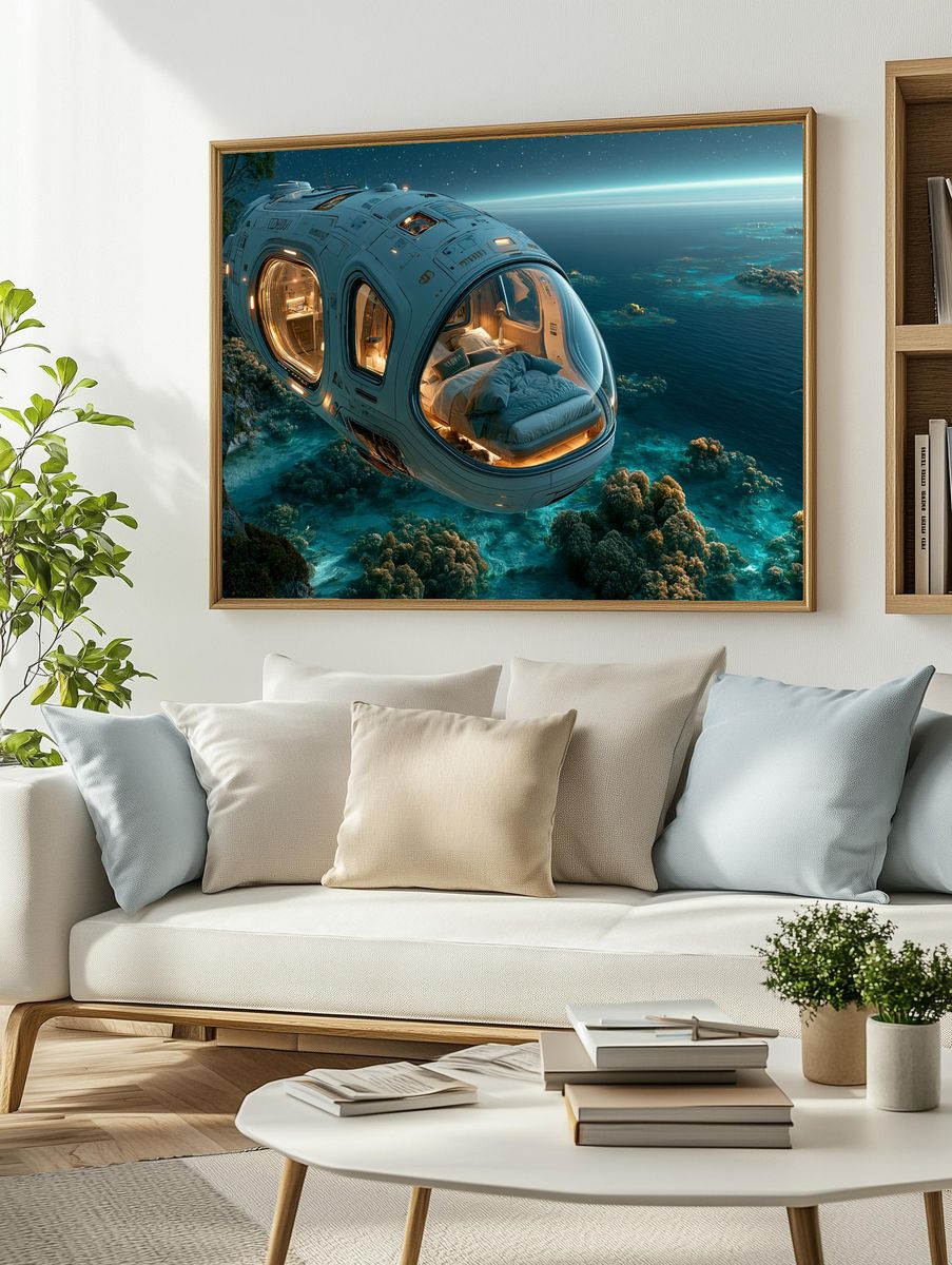 Floating Ocean Pod Sci-Fi Print. — room view 2