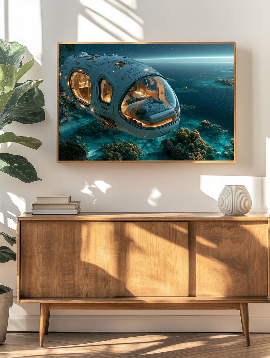 Floating Ocean Pod Sci-Fi Print. — room view 3