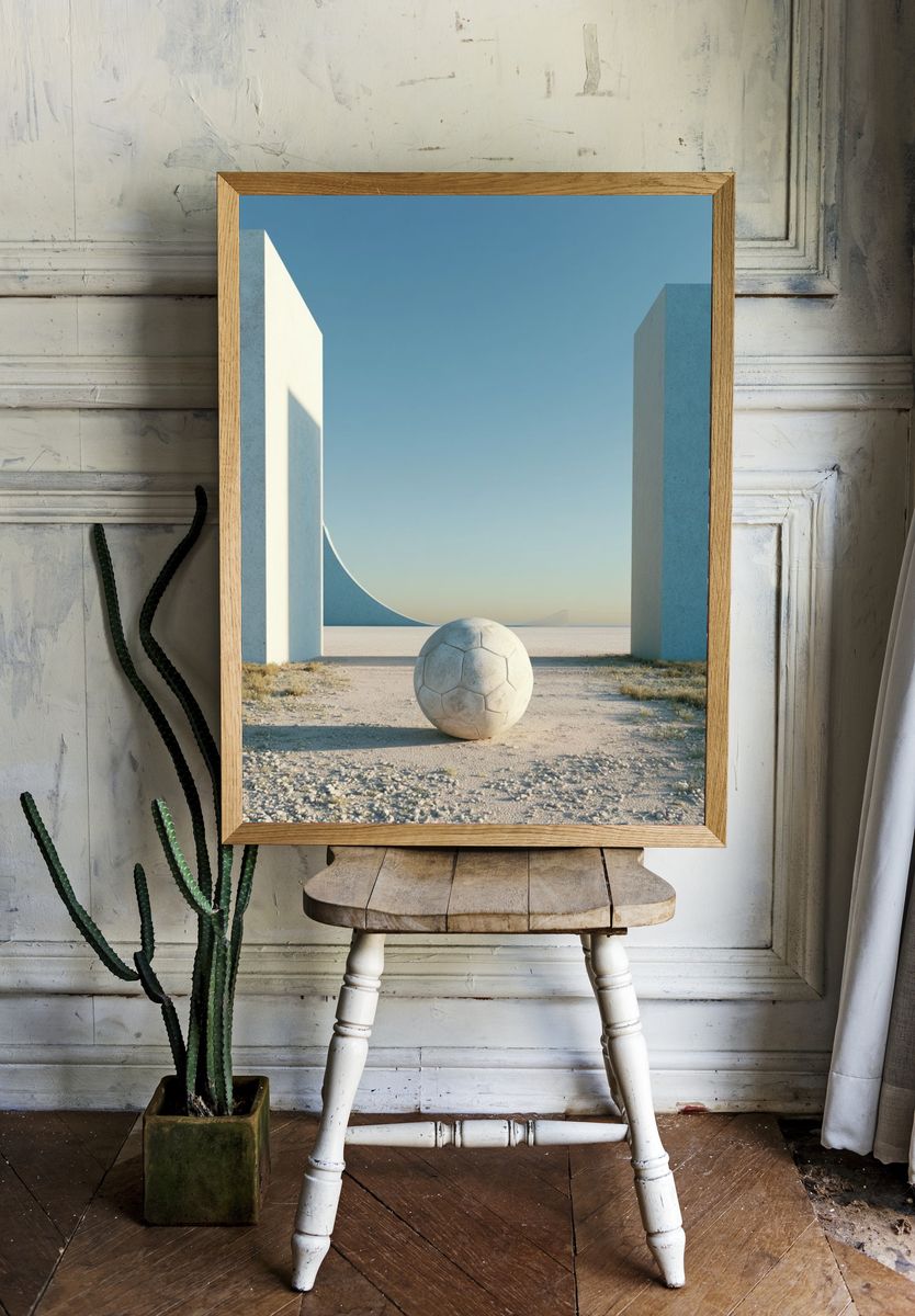 Minimalist Soccer Landscape Poster. — room view 1