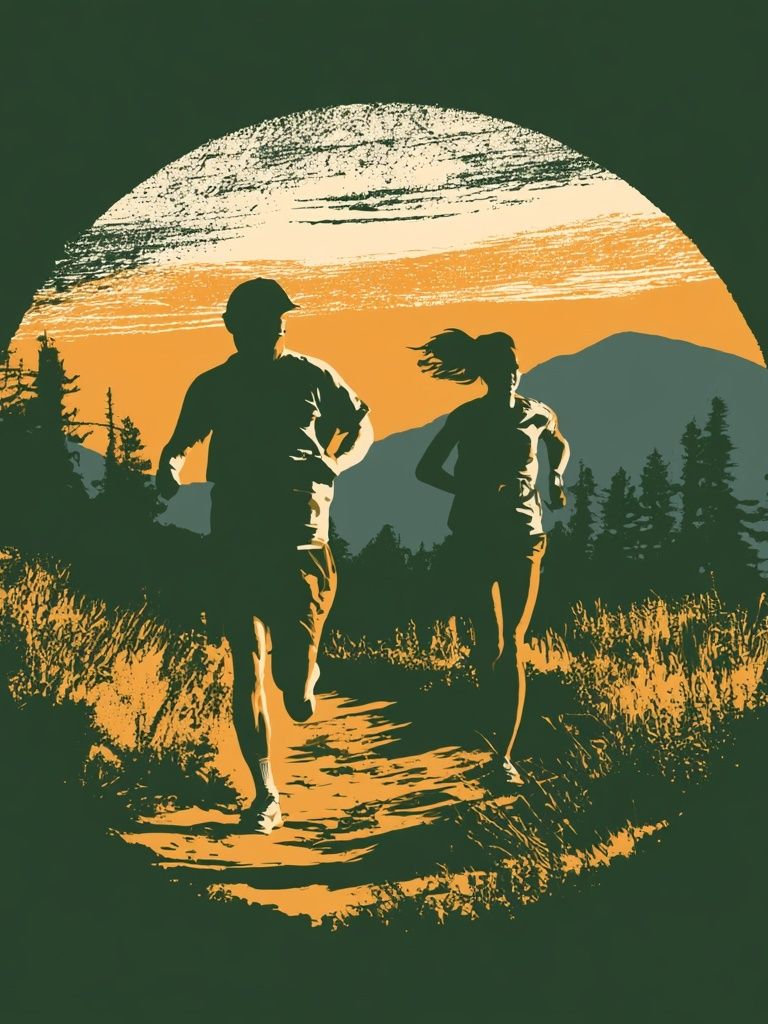 Trail Runners Sunset Poster. poster detail