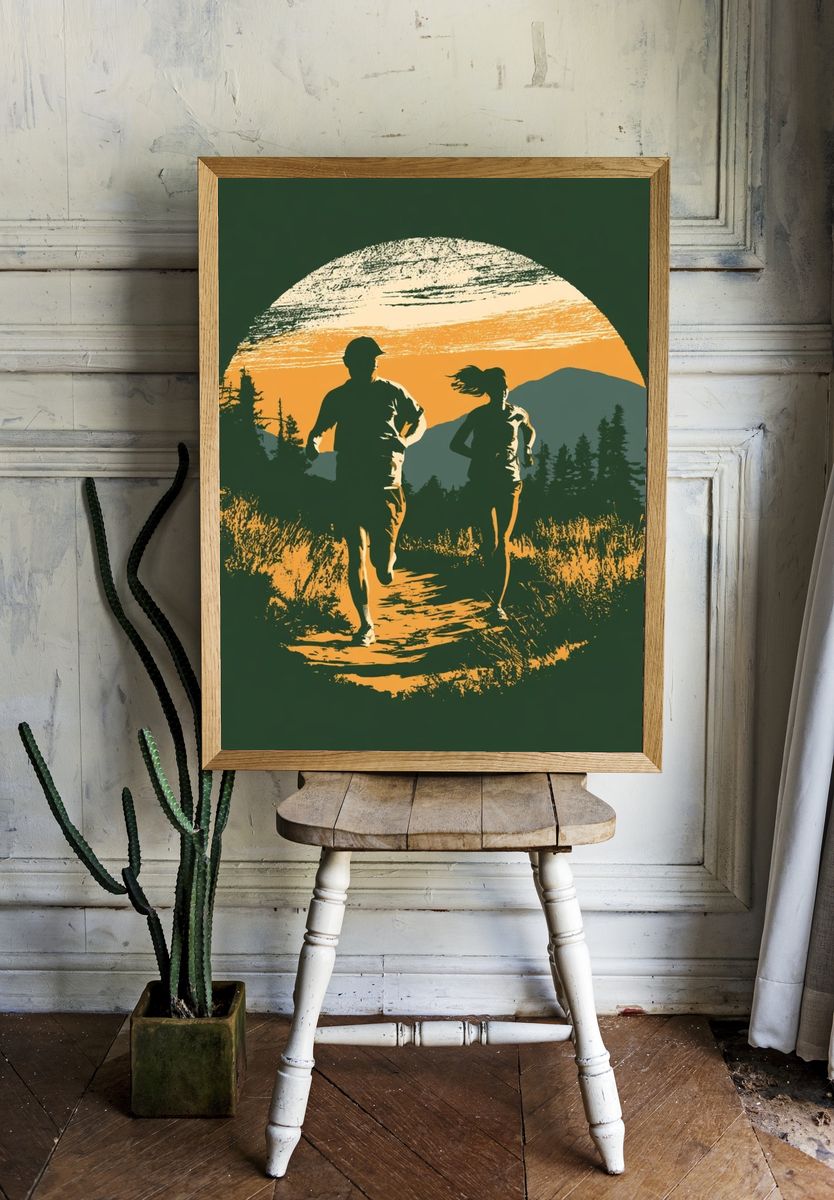 Trail Runners Sunset Poster. — room view 1