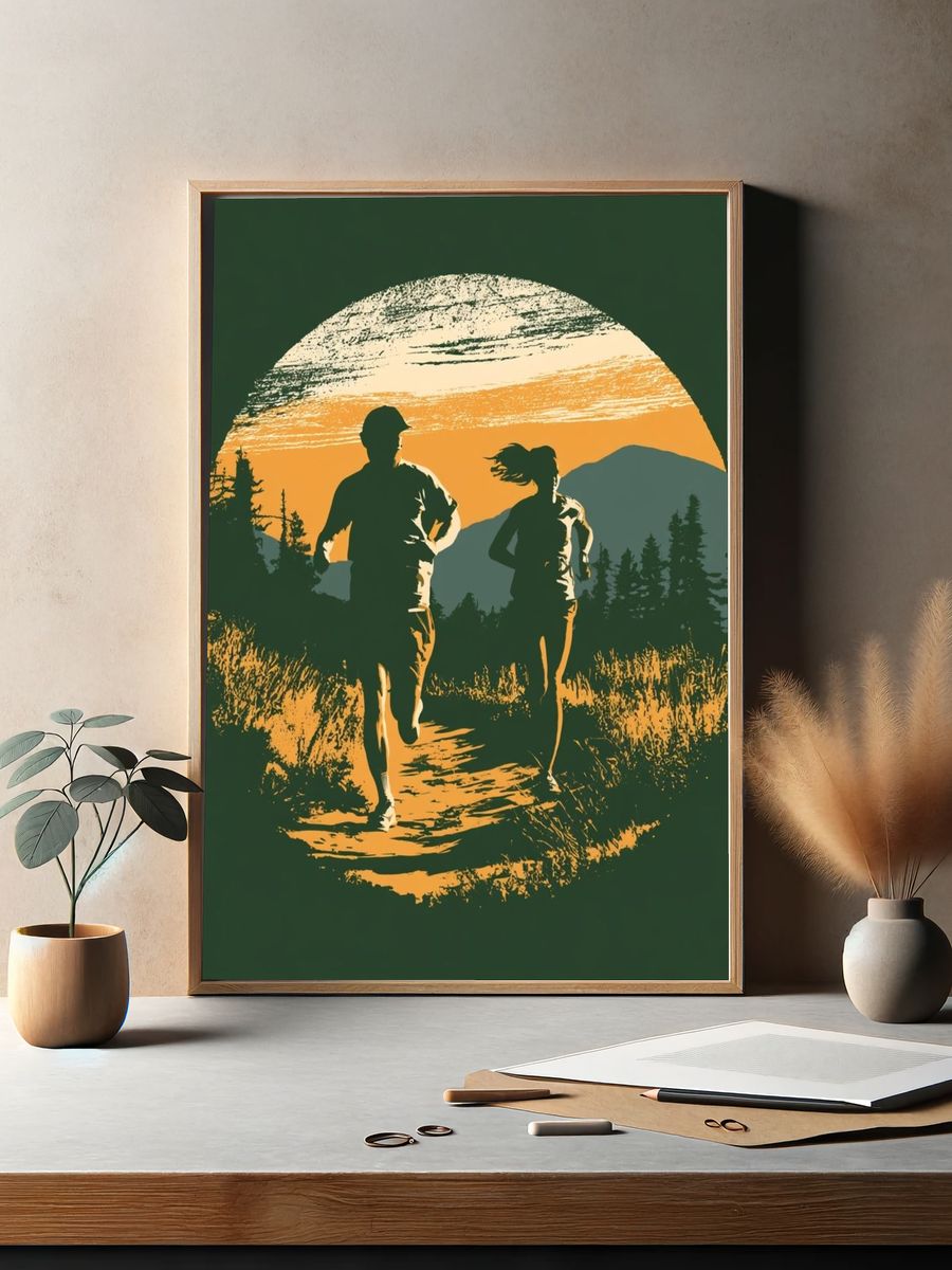 Trail Runners Sunset Poster. — room view 2