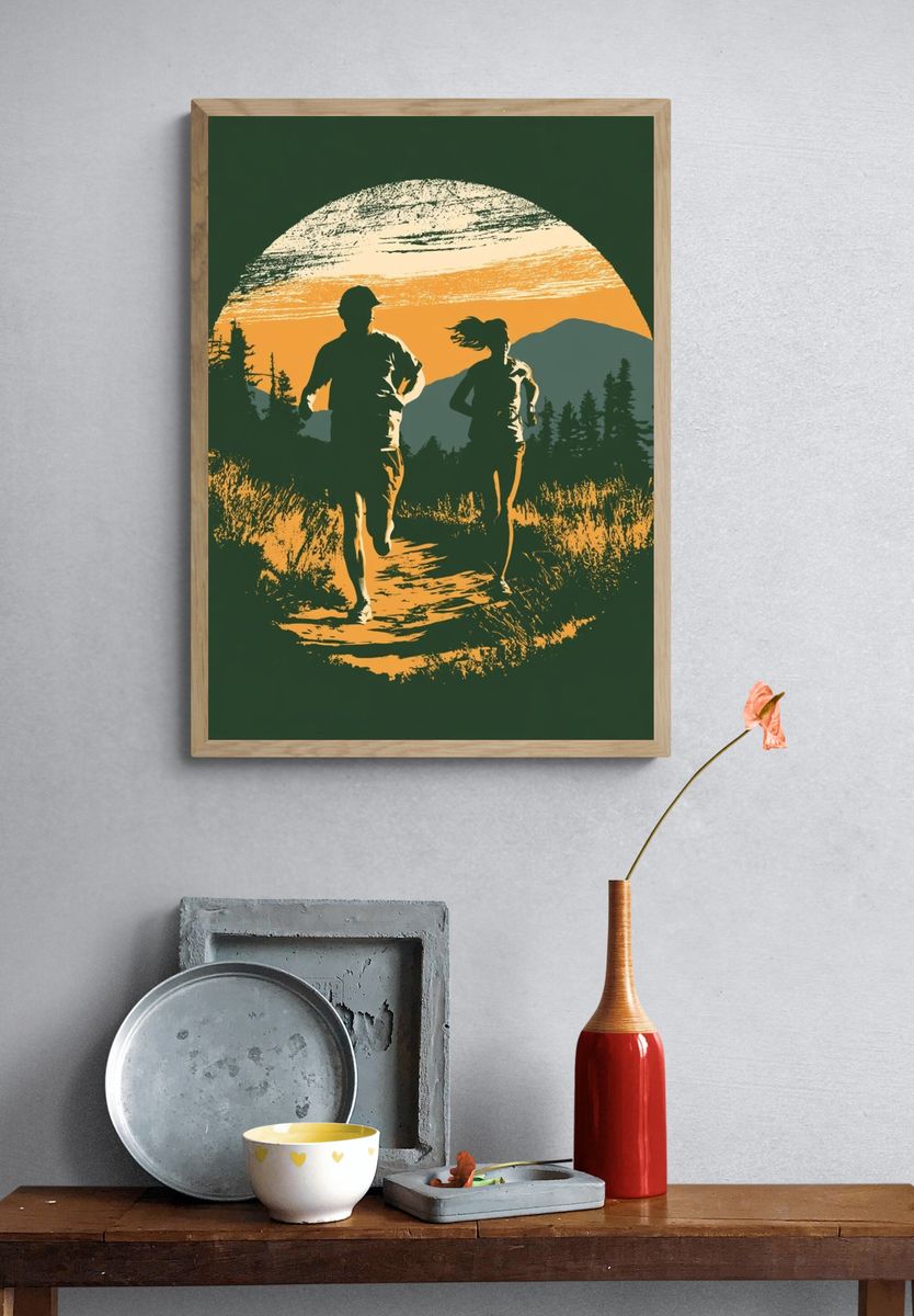 Trail Runners Sunset Poster. — room view 3