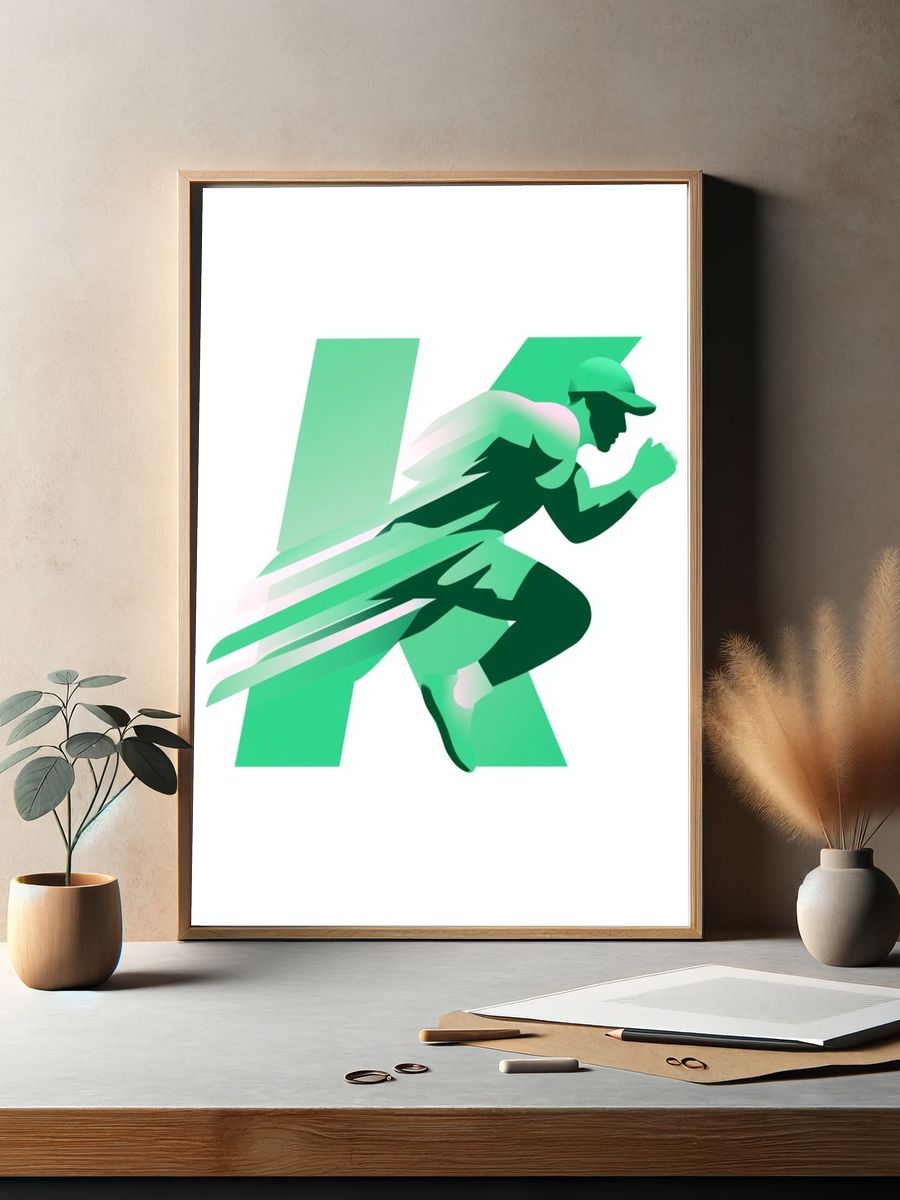 Runner Silhouette Illustration Poster. — room view 2