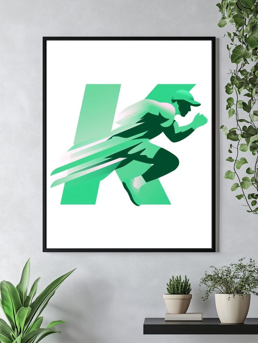 Runner Silhouette Illustration Poster. — room view 4