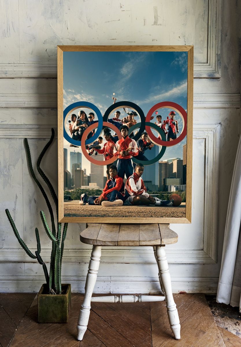 Olympic Athletes Cityscape Poster. — room view 1