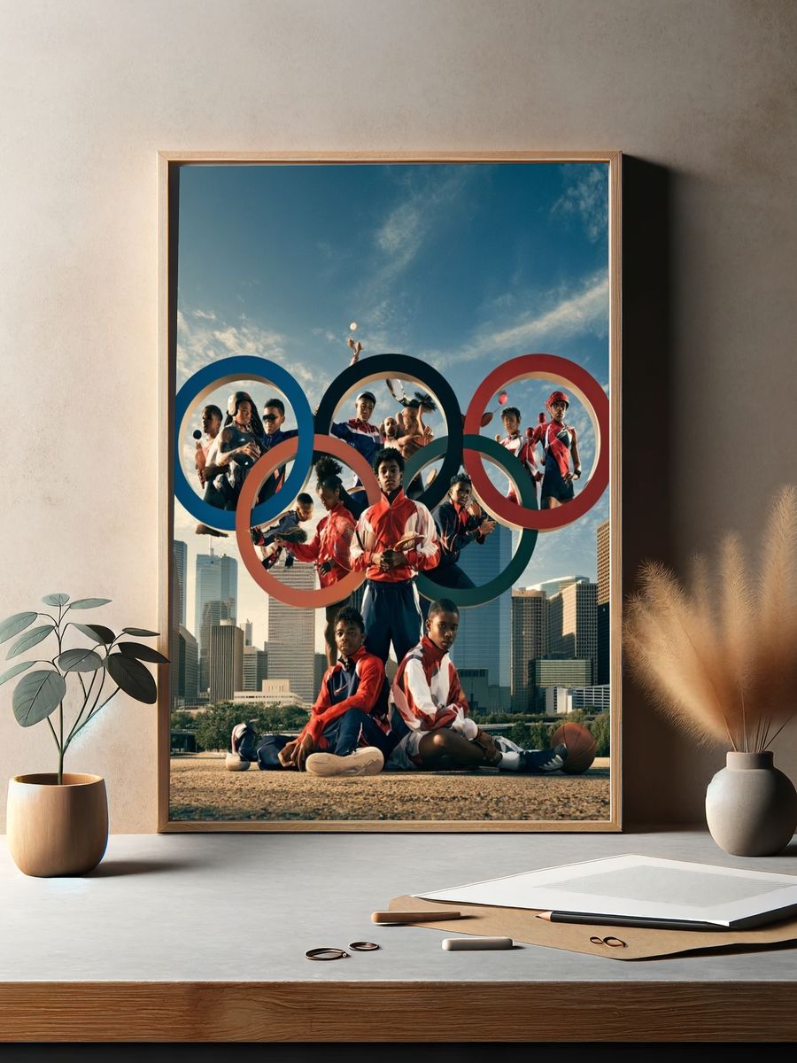 Olympic Athletes Cityscape Poster. — room view 2