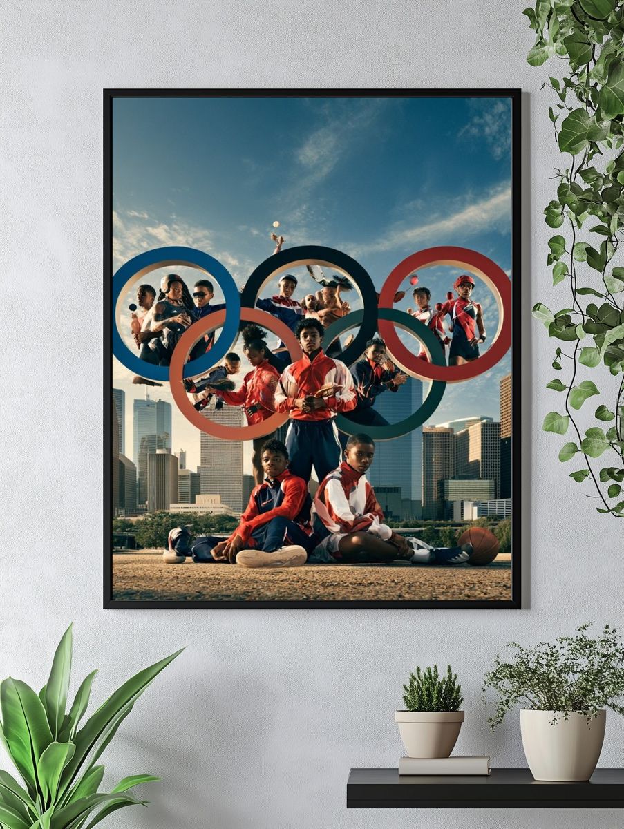 Olympic Athletes Cityscape Poster. — room view 4