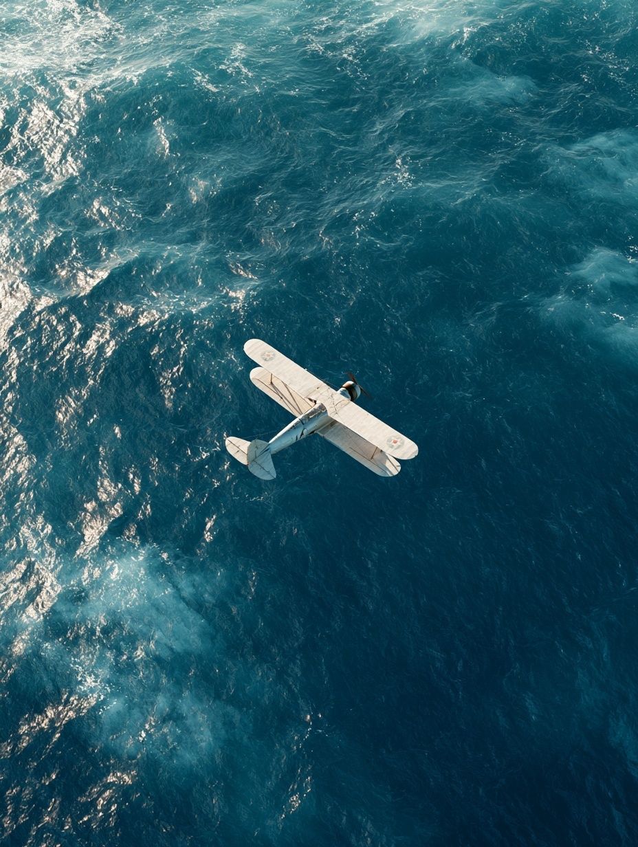 Seaplane Over Ocean Poster. poster detail