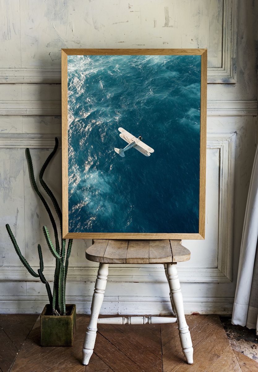 Seaplane Over Ocean Poster. room preview