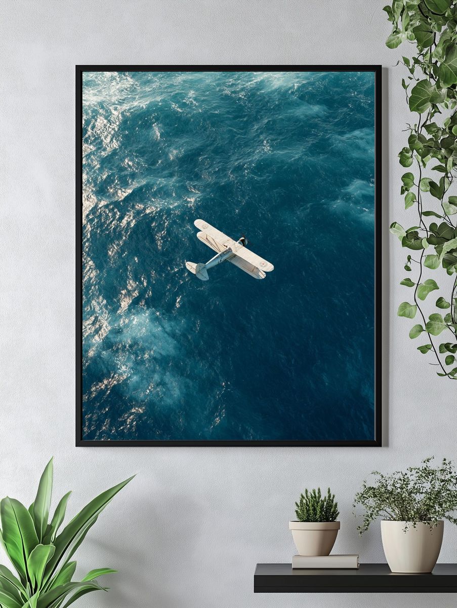 Seaplane Over Ocean Poster. — room view 4