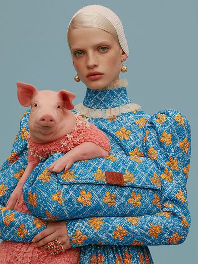 Surreal Pig Portrait Print. poster