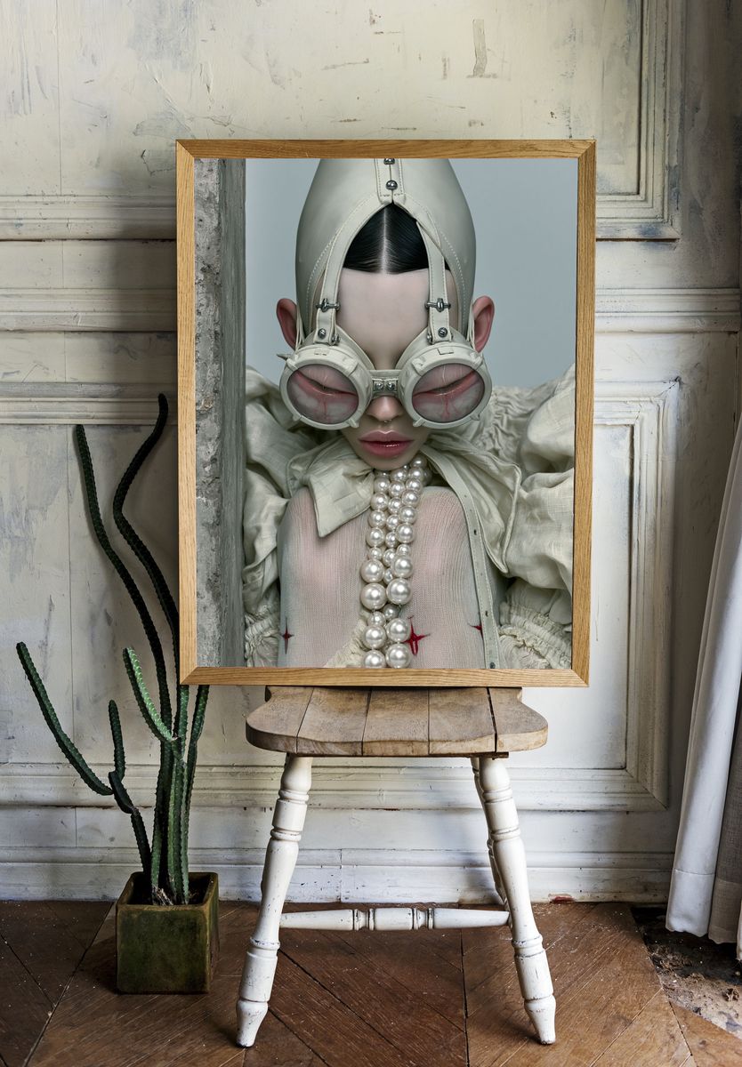 Surreal Pearl Portrait Print. — room view 1