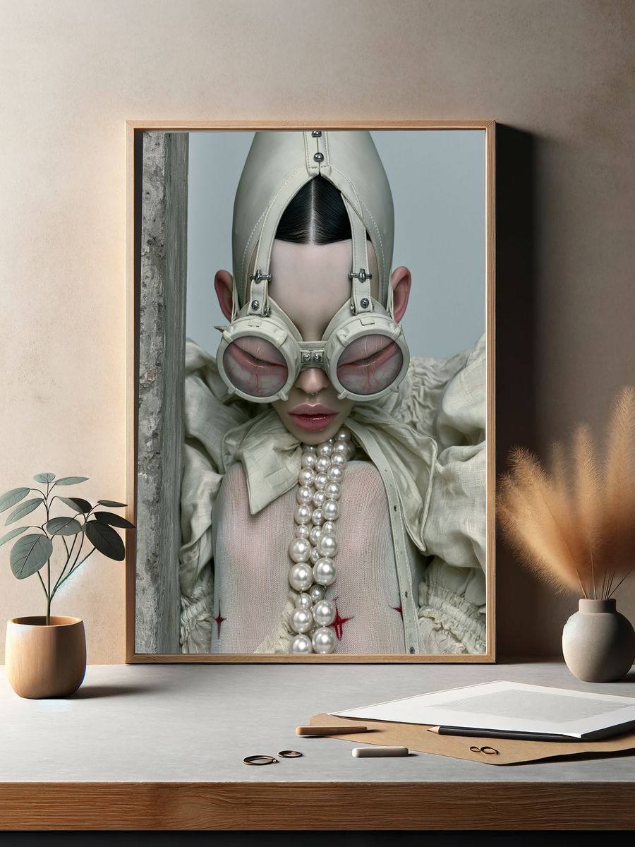 Surreal Pearl Portrait Print. — room view 2