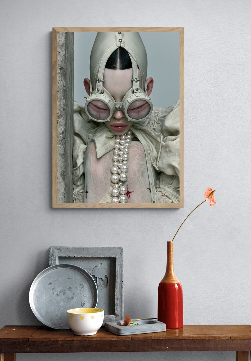 Surreal Pearl Portrait Print. — room view 3