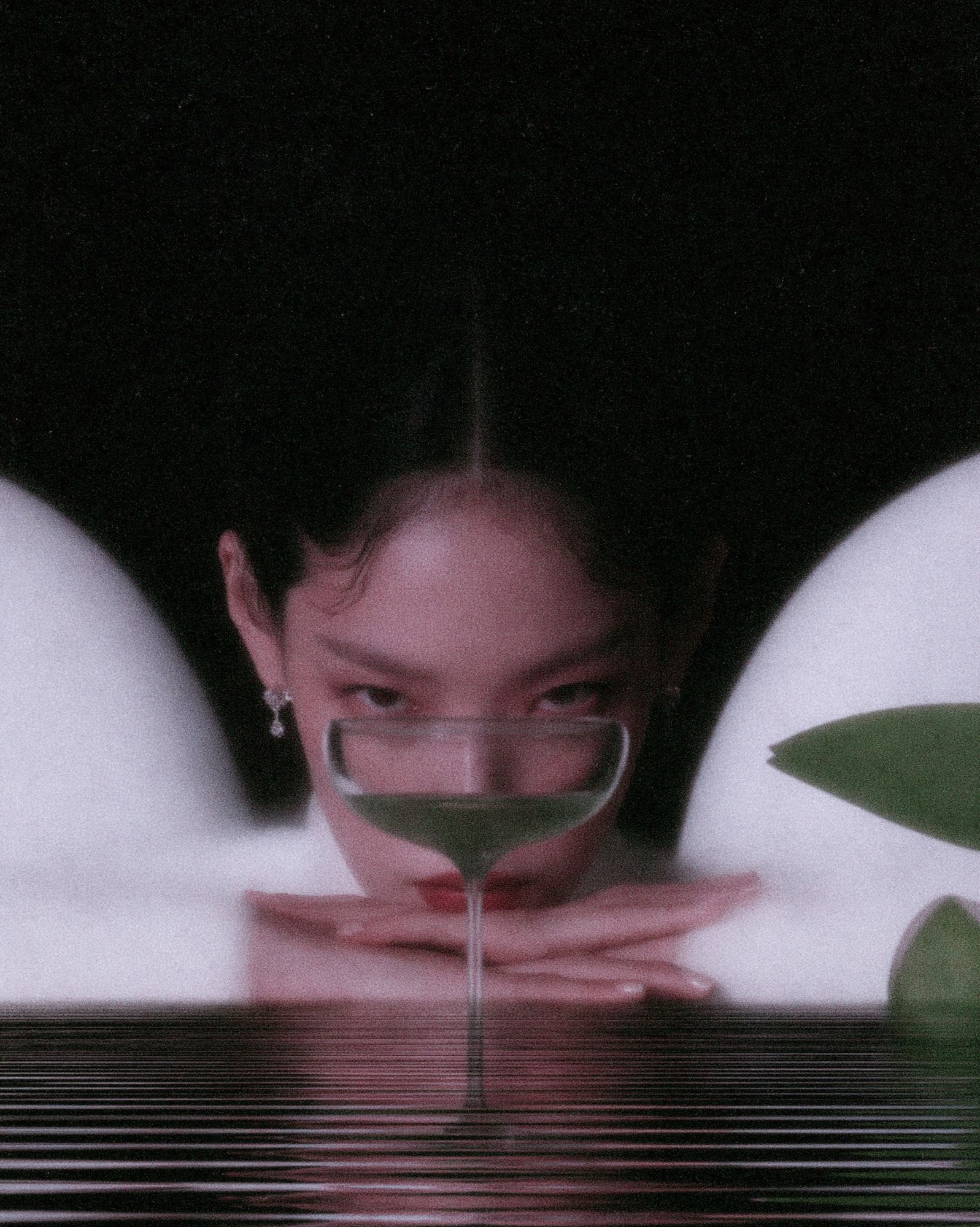 Surreal Portrait with Wine Glass Print. poster detail