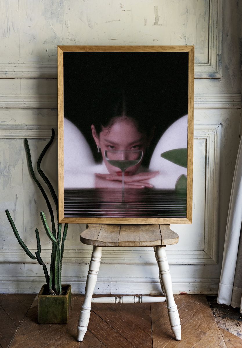 Surreal Portrait with Wine Glass Print. — room view 1