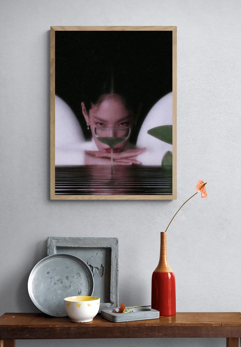 Surreal Portrait with Wine Glass Print. — room view 3